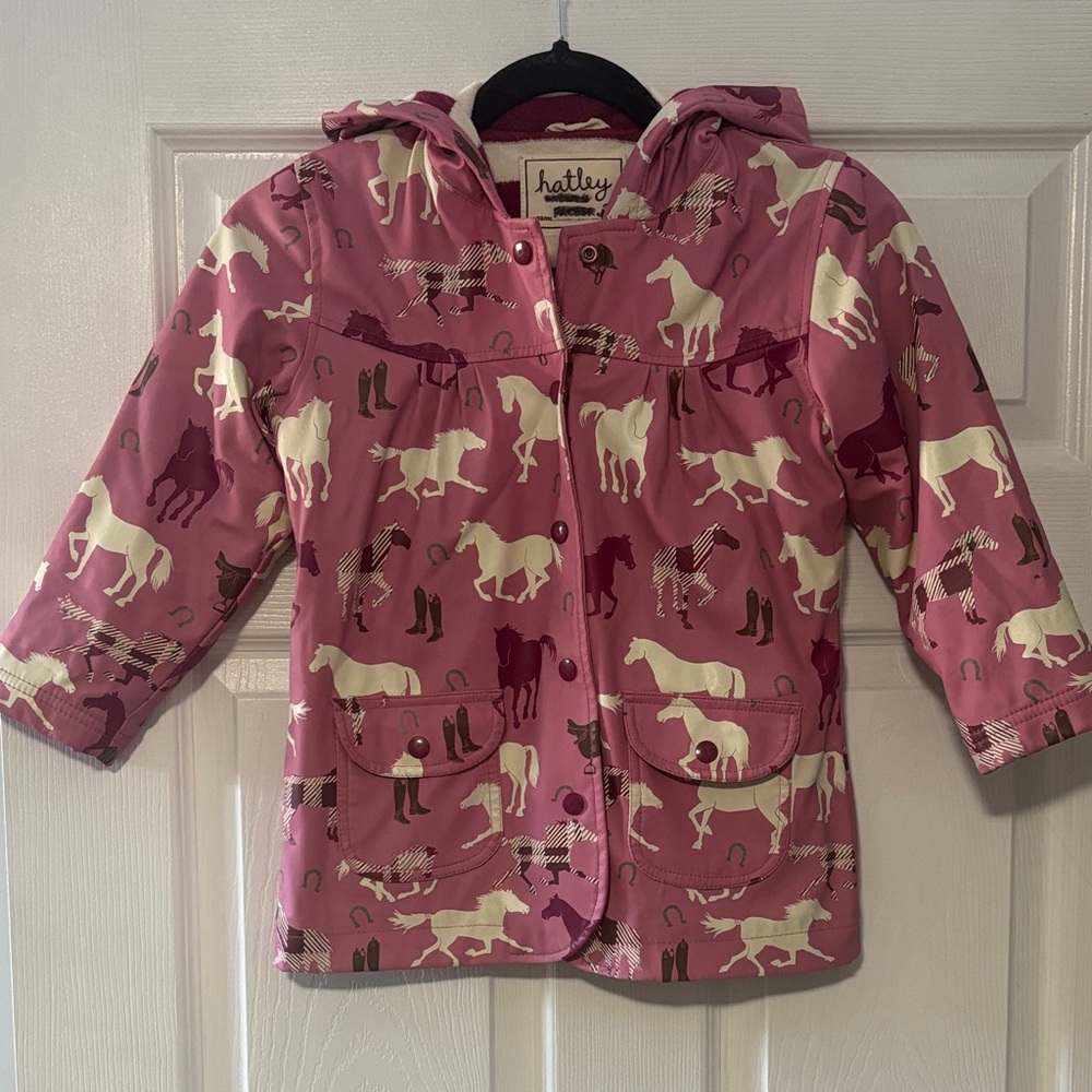 HATLEY Pink Horse Patterned Raincoat